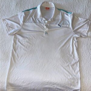 Puma White and Blue Polo Golf Shirt